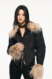 VICE CITY denim fur jacket
