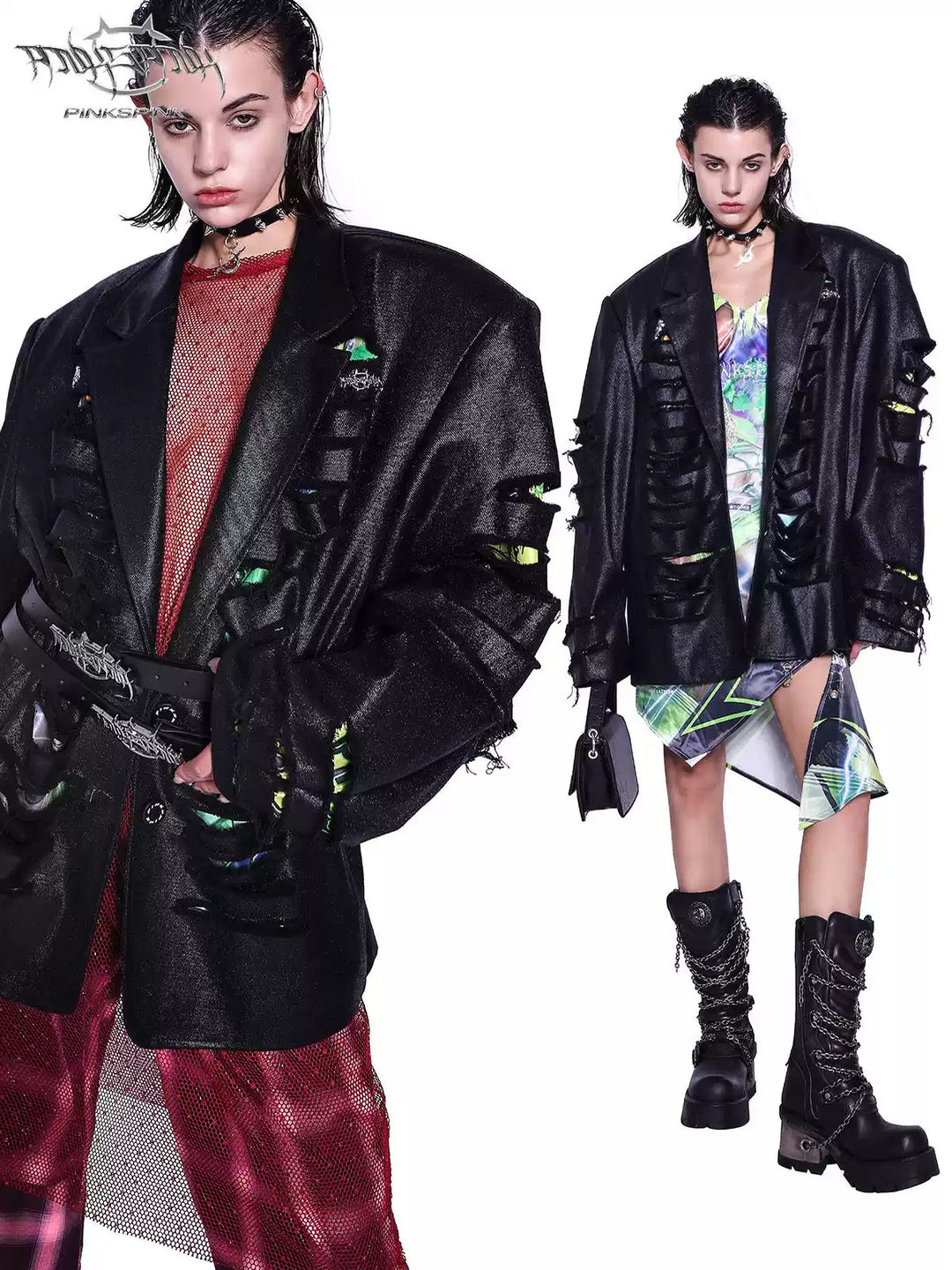 Y2K DESTROYED UNISEX SUIT JACKET