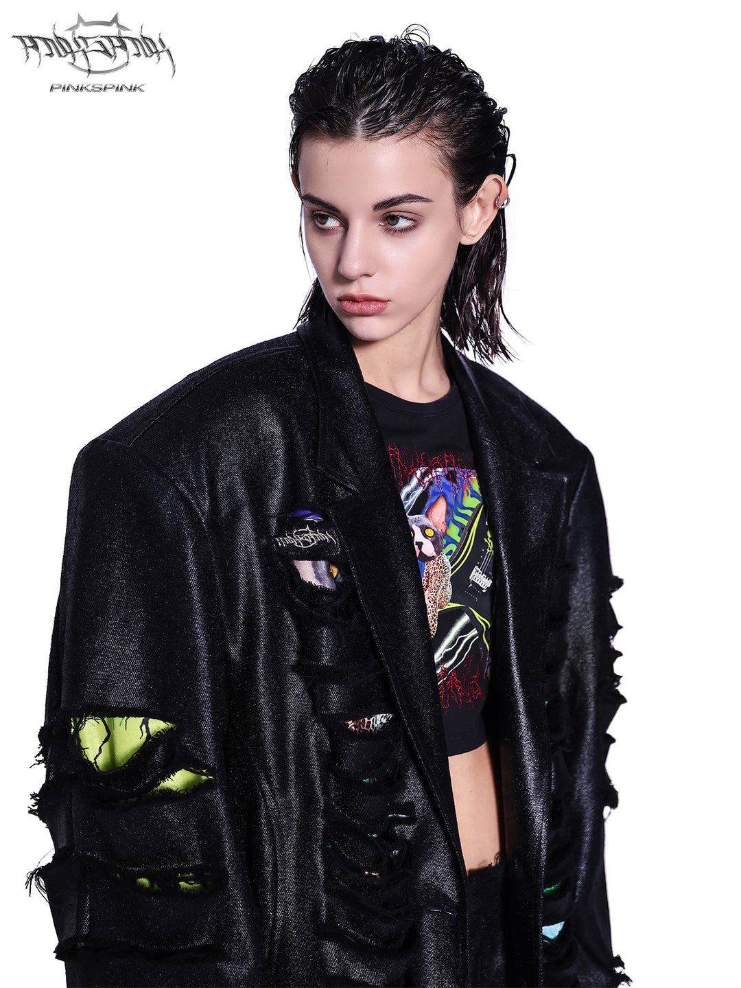 Y2K DESTROYED UNISEX SUIT JACKET