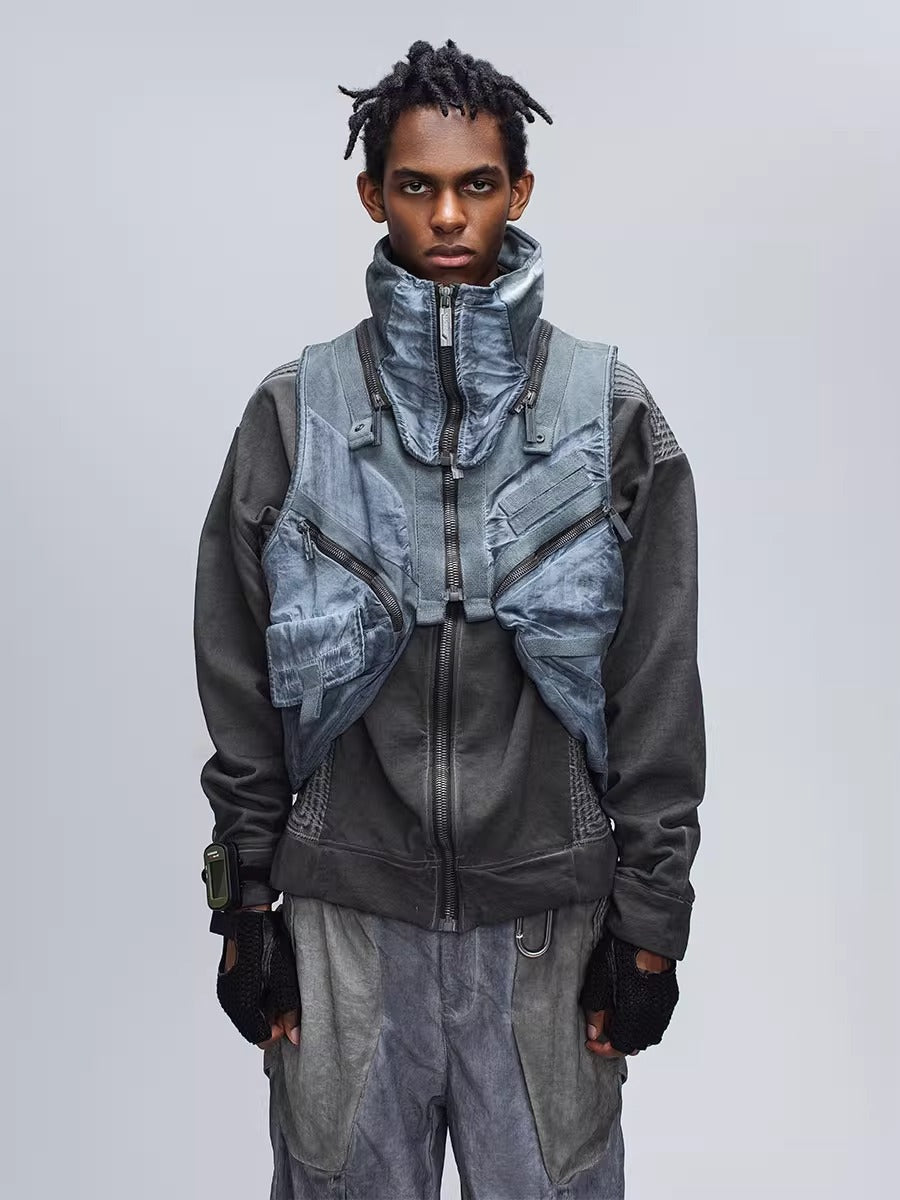 ENGINEER DIRT DYE blue functional hooded vest