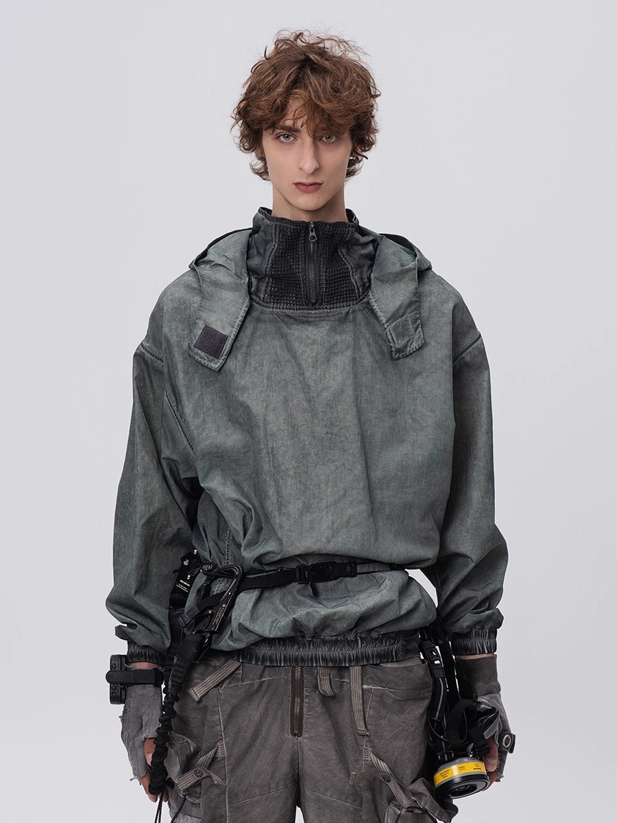 PIONEER dirty black mesh heat dissipation function sweatshirt