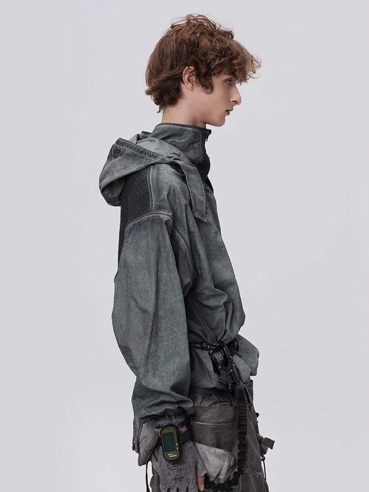 PIONEER dirty black mesh heat dissipation function sweatshirt