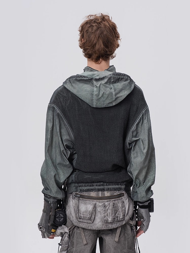 PIONEER dirty black mesh heat dissipation function sweatshirt