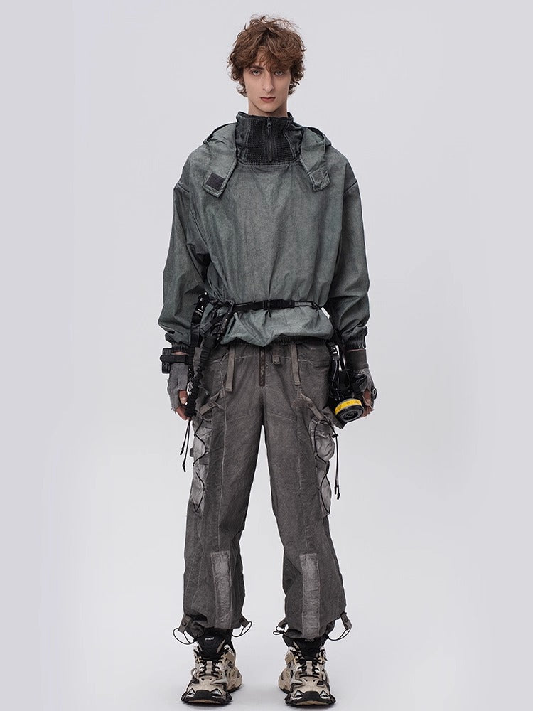 PIONEER dirty black mesh heat dissipation function sweatshirt