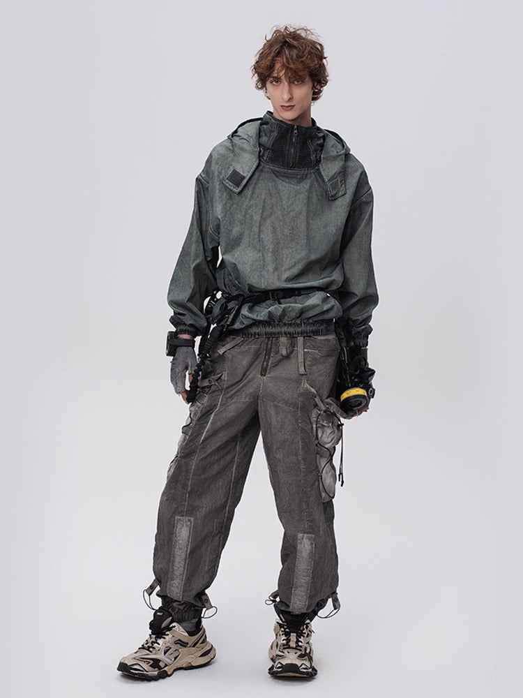 PIONEER dirty black mesh heat dissipation function sweatshirt