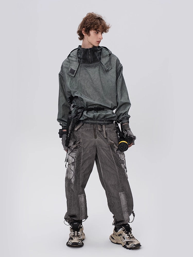 PIONEER dirty black mesh heat dissipation function sweatshirt