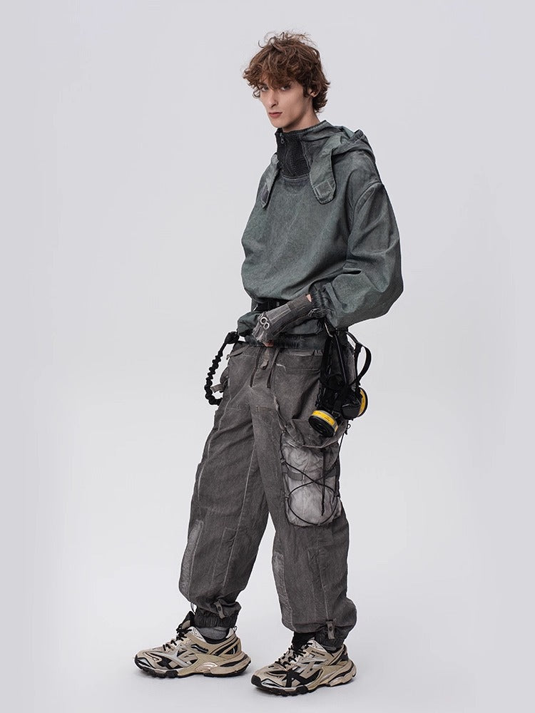 PIONEER dirty black mesh heat dissipation function sweatshirt