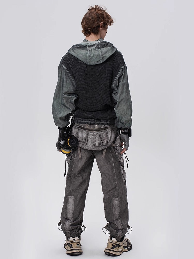 PIONEER dirty black mesh heat dissipation function sweatshirt