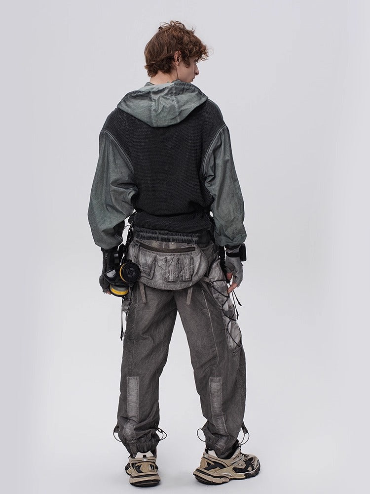 PIONEER dirty black mesh heat dissipation function sweatshirt