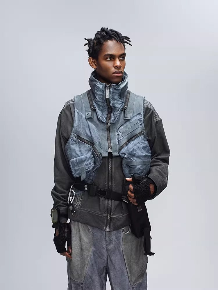 ENGINEER DIRT DYE blue functional hooded vest