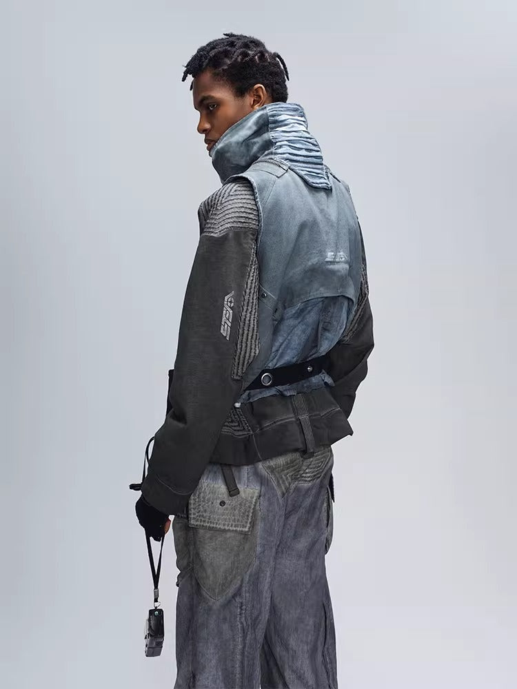 ENGINEER DIRT DYE blue functional hooded vest