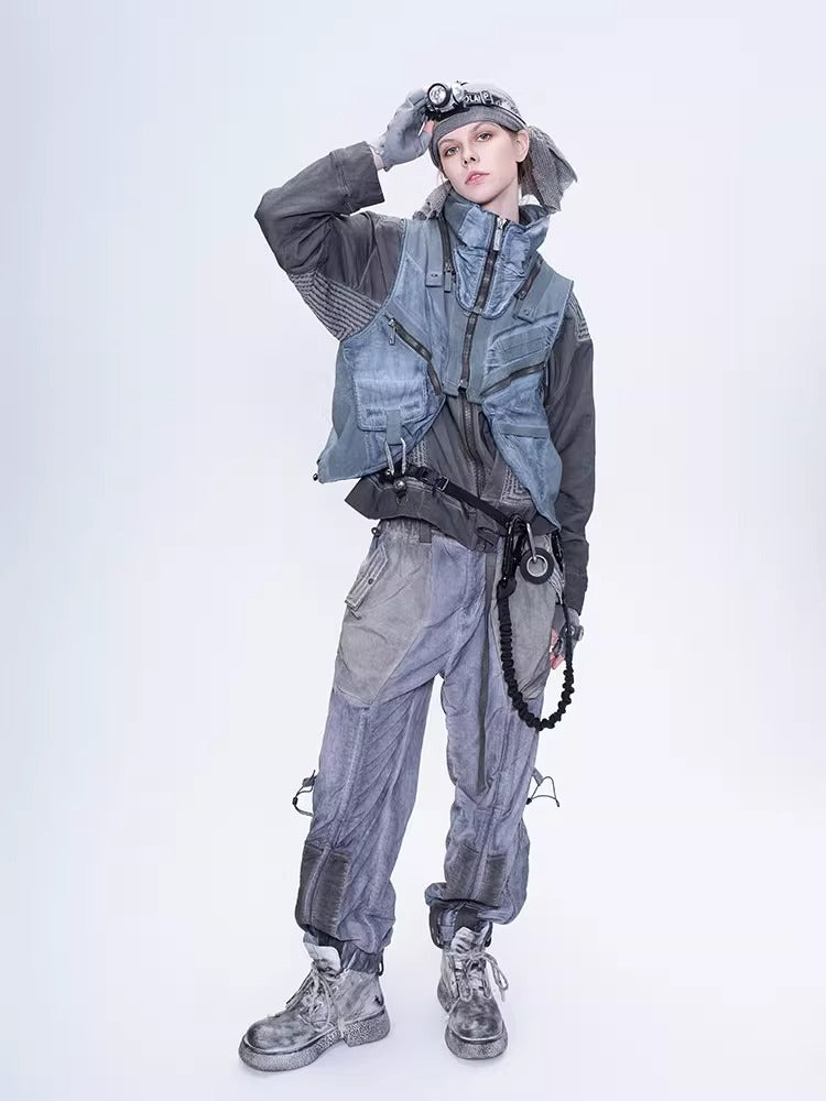 ENGINEER DIRT DYE blue functional hooded vest