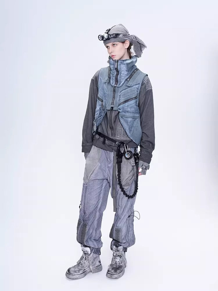 ENGINEER DIRT DYE blue functional hooded vest