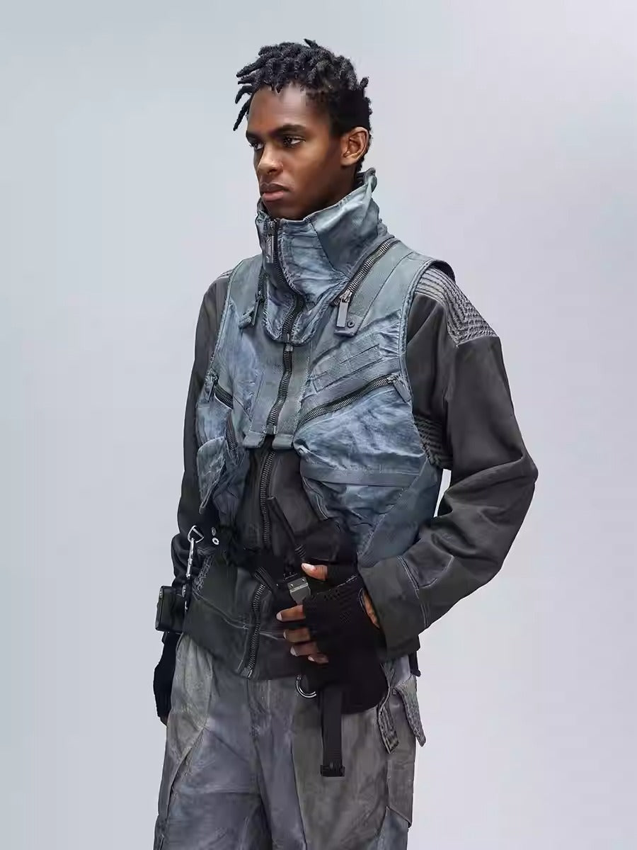 ENGINEER DIRT DYE blue functional hooded vest