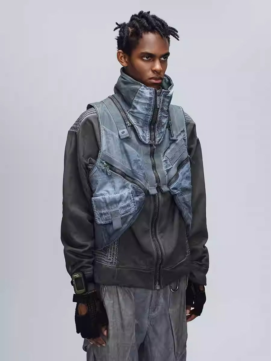 ENGINEER DIRT DYE blue functional hooded vest