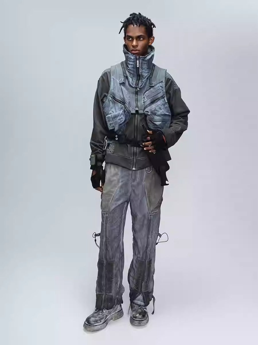 ENGINEER DIRT DYE blue functional hooded vest