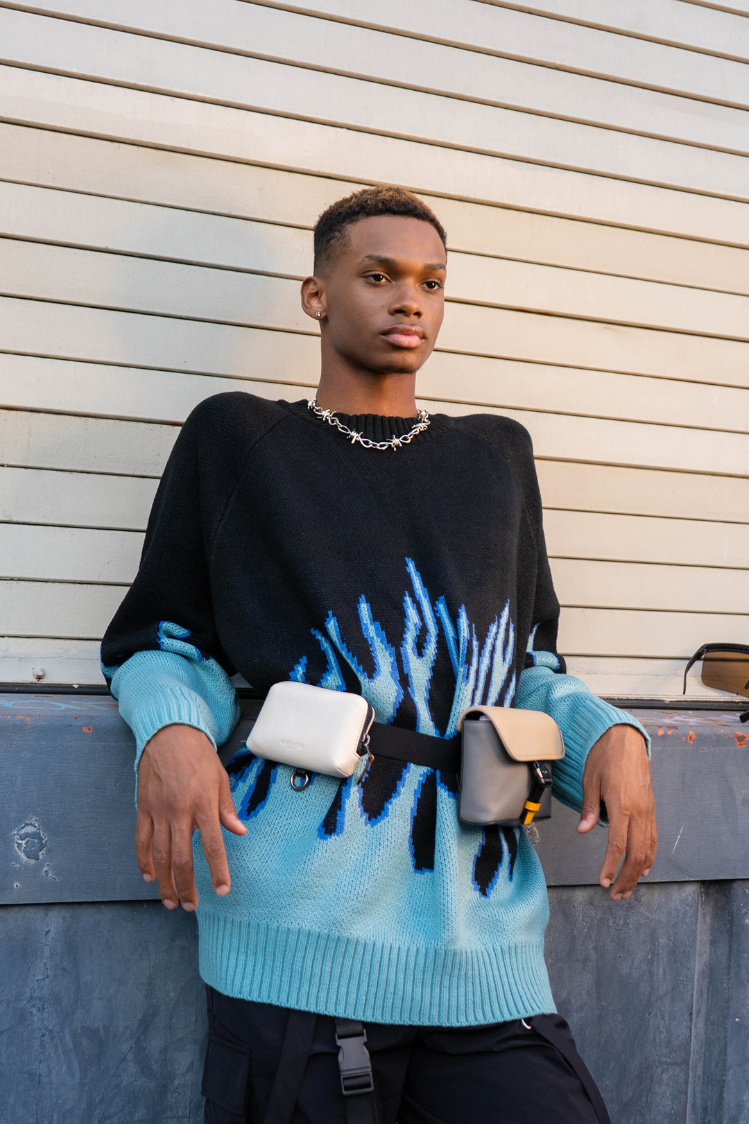 Blue Flame Oversized Sweater