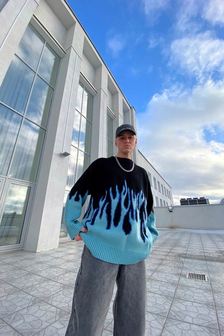 Blue Flame Oversized Sweater