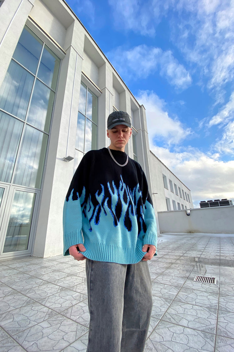 Blue Flame Oversized Sweater