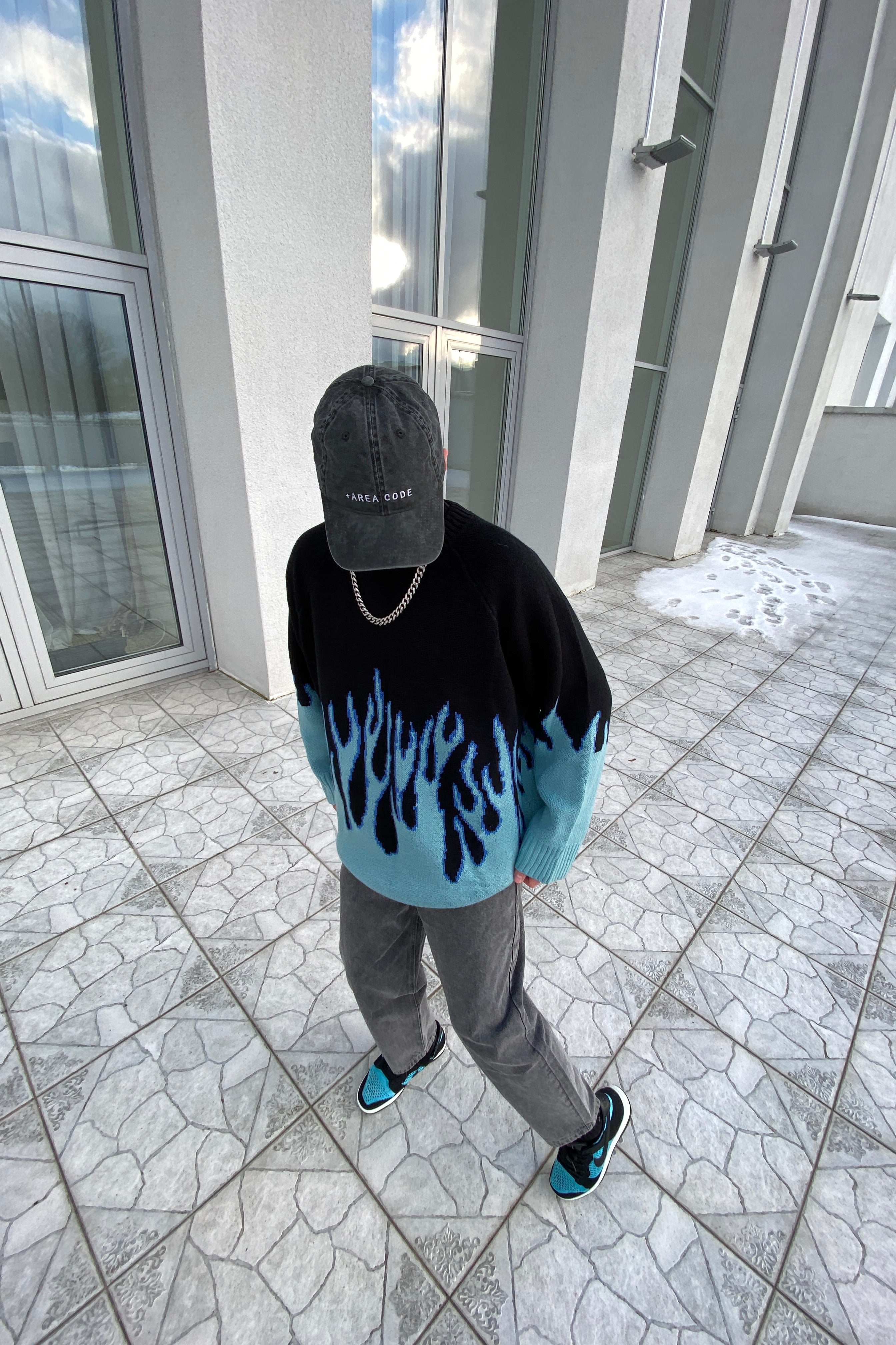 Blue Flame Oversized Sweater