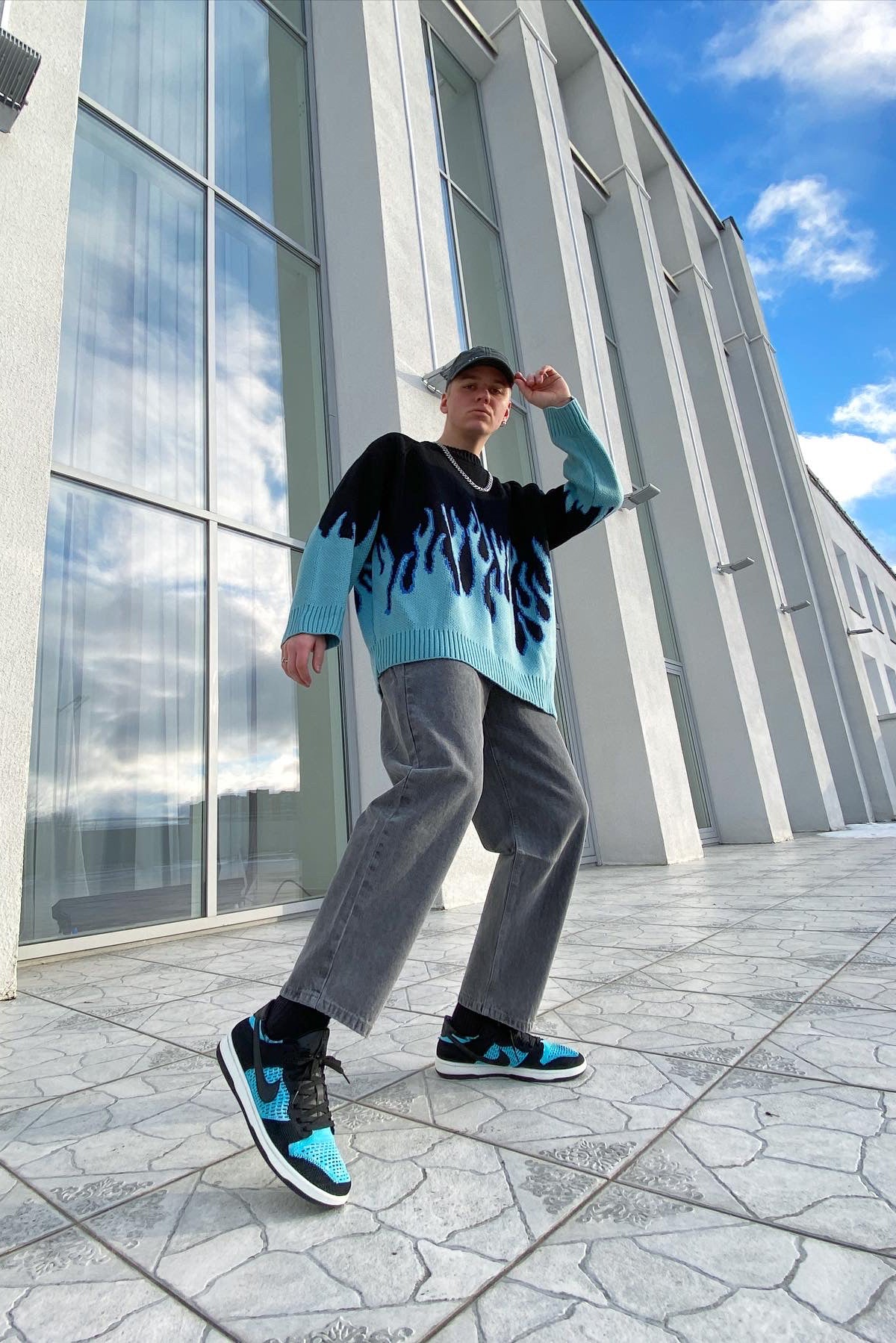 Blue Flame Oversized Sweater