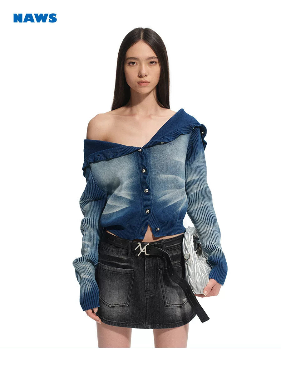 NAWS VOLCANO convertible-button knit cardigan — view 1