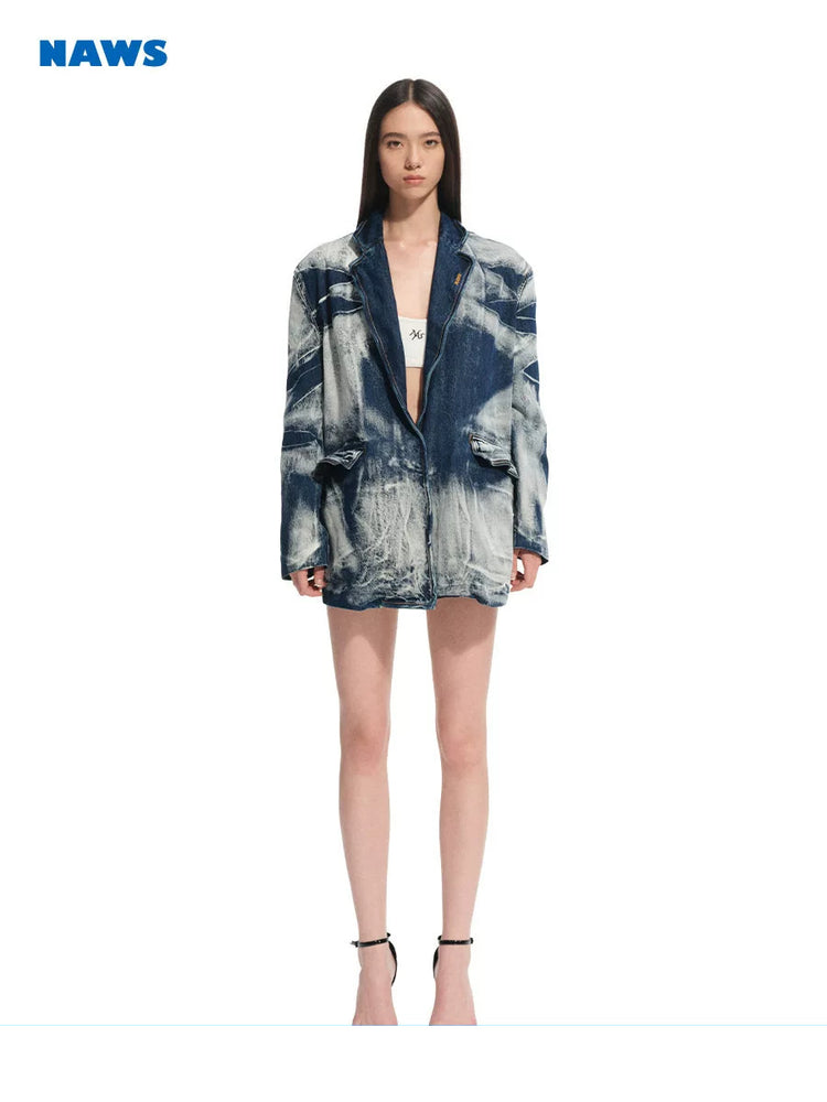 NAWS VOLCANO oversized washed denim blazer — view 1