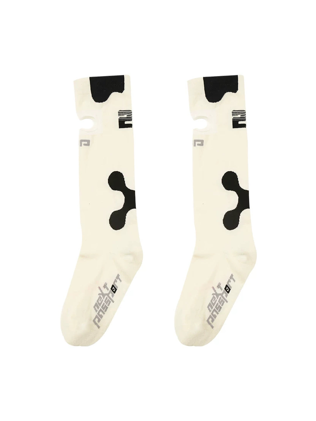 NEXT PASSPORT white-black openwork athletic knee-high socks in the white-black color