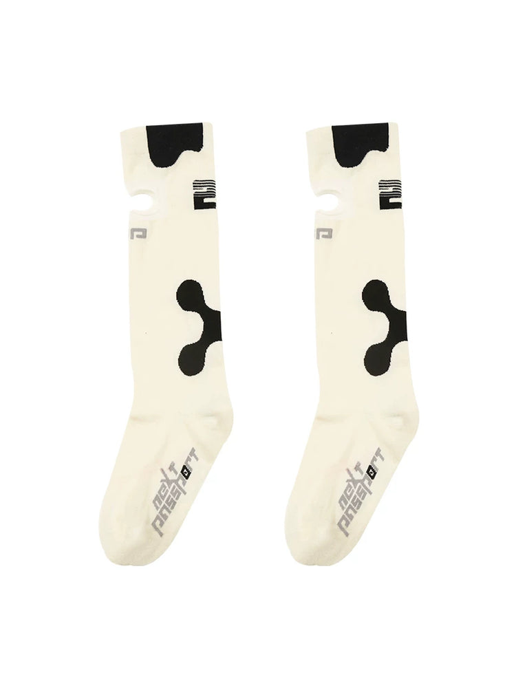 NEXT PASSPORT white-black openwork athletic knee-high socks in the white-black color