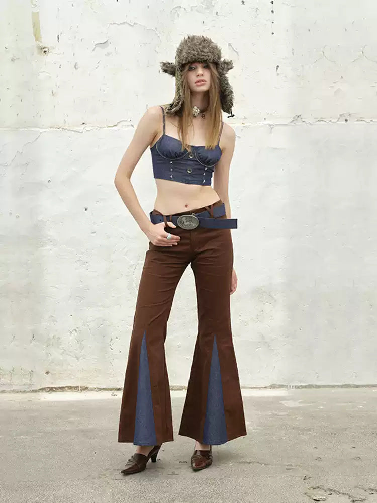 NEXT PASSPORT studded ruched denim camisole top — full-length styled view