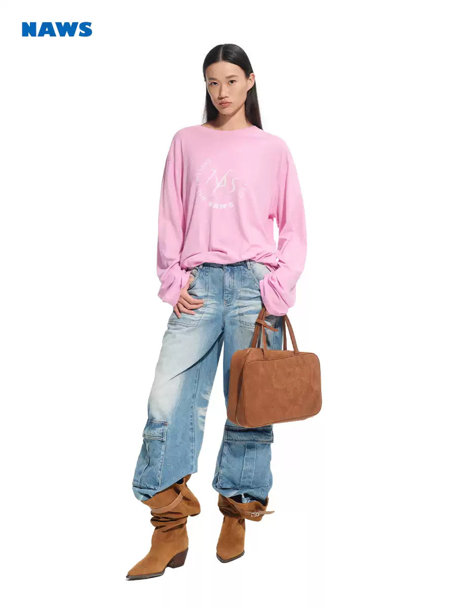 NAWS GRAVEL washed denim cargo jeans — view 2