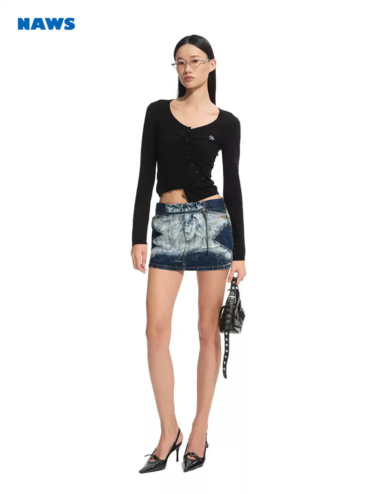 NAWS VOLCANO washed denim mini skirt — view 2