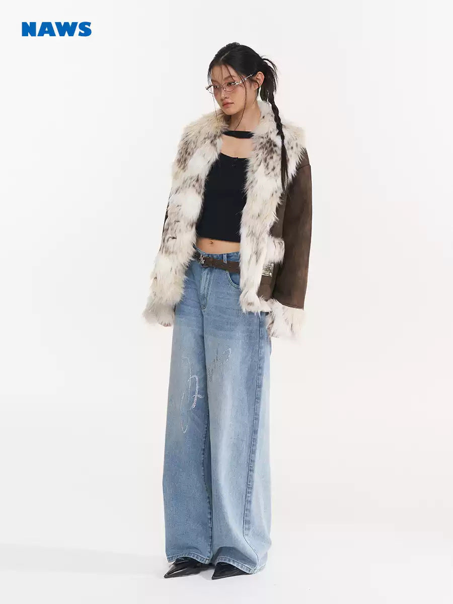 NAWS SNOW LEOPARD faux-fur biker jacket — view 2