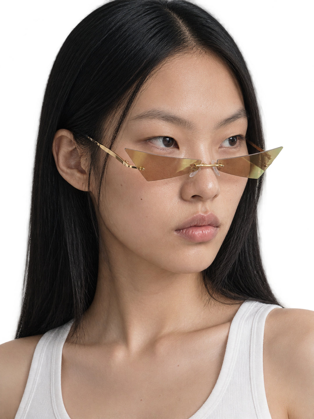 OFF-LABEL C05 purple-film cat-eye sunglasses — three-quarter studio try-on