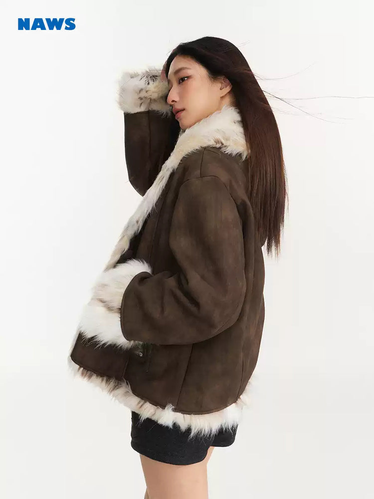 NAWS SNOW LEOPARD faux-fur biker jacket — view 3