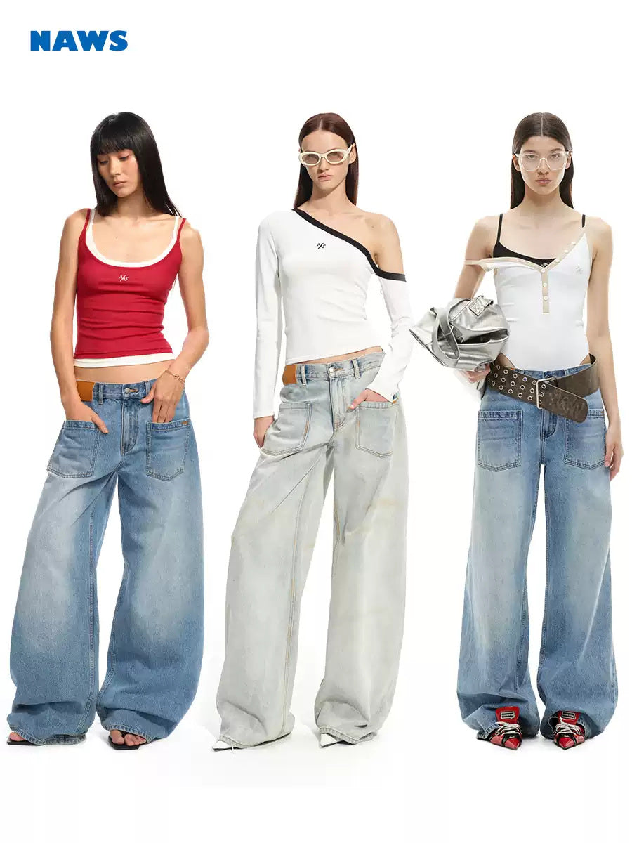 NAWS CERAMIC reversed-pocket sack jeans — view 3