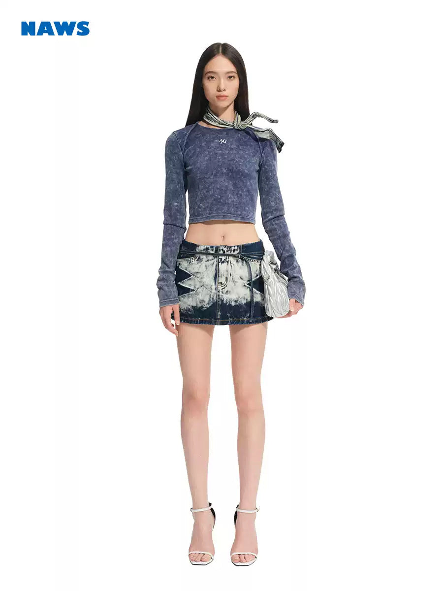 NAWS VOLCANO washed denim mini skirt — view 3