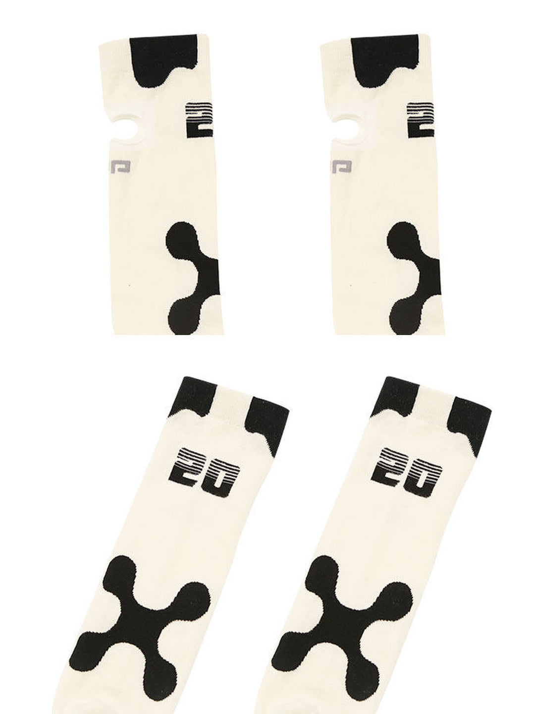 NEXT PASSPORT white-black openwork athletic knee-high socks front and back product views