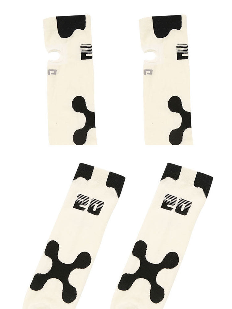 NEXT PASSPORT white-black openwork athletic knee-high socks front and back product views