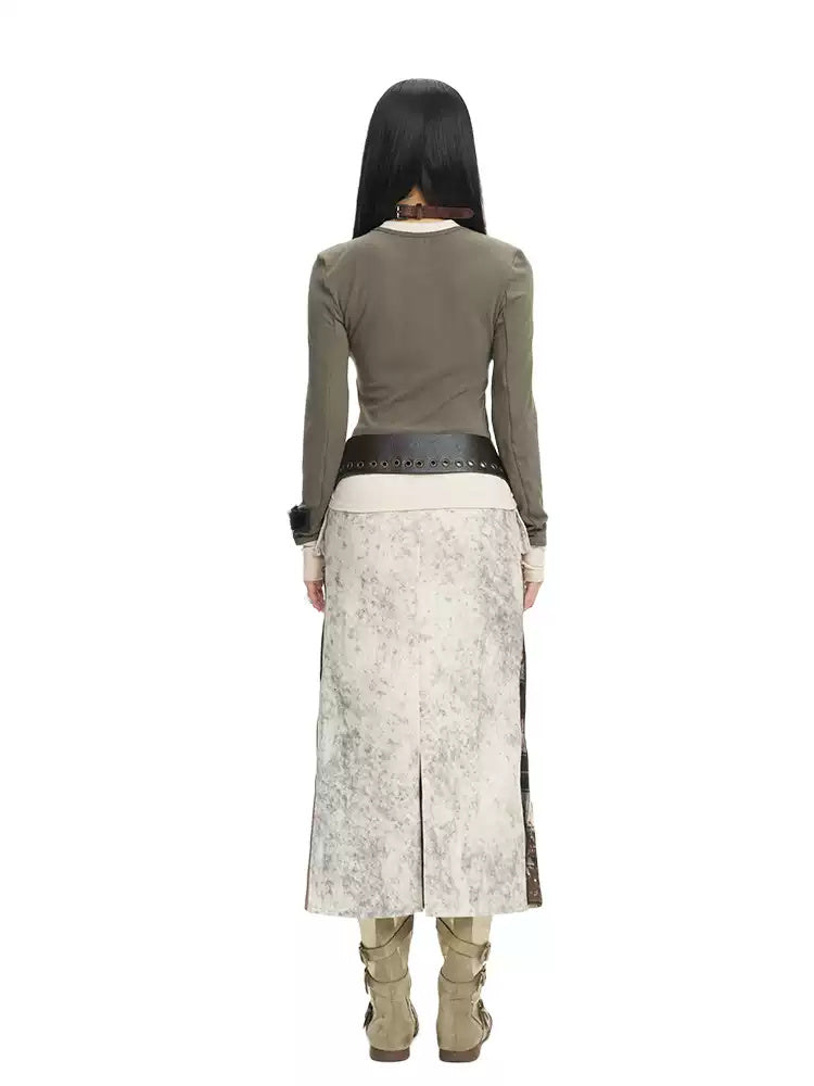 Rear view of the Next Passport tie-dye midi skirt