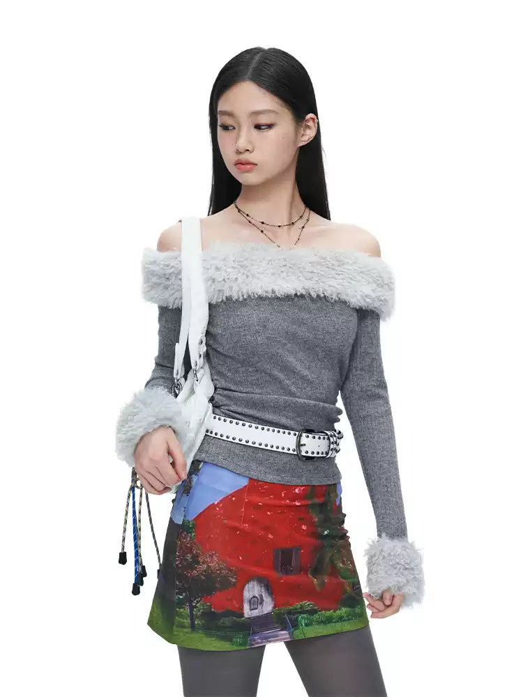 NEXT PASSPORT surreal floral-print mini skort, STRAWBERRY HOUSE front detail