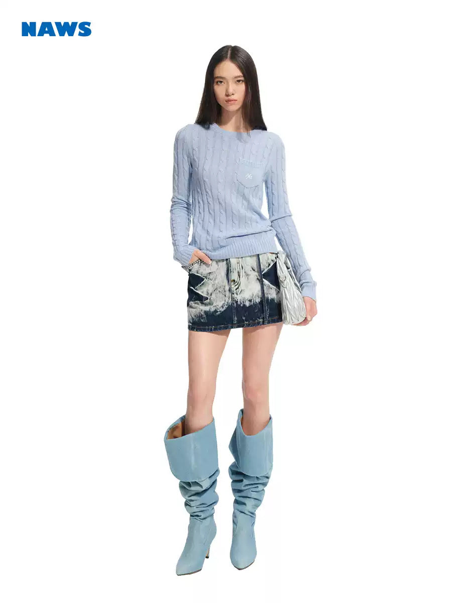 NAWS VOLCANO washed denim mini skirt — view 4