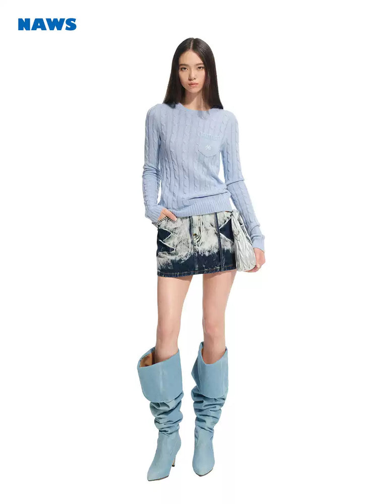 NAWS VOLCANO washed denim mini skirt — view 4