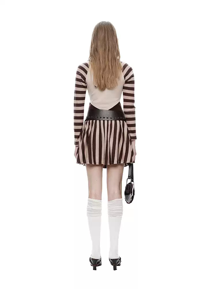 NEXT PASSPORT striped embroidered raglan crop top — khaki set back