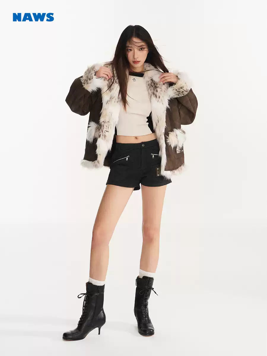 NAWS SNOW LEOPARD faux-fur biker jacket — view 4