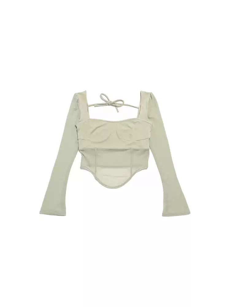 NEXT PASSPORT mint-green knit mesh square-neck crop top, photo 5