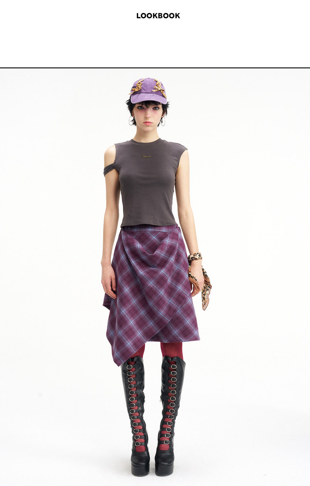 NEXT PASSPORT asymmetric cutout-shoulder sleeveless tee full front look