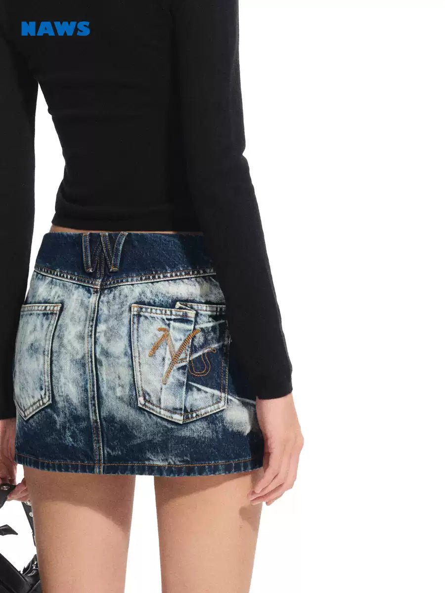 NAWS VOLCANO washed denim mini skirt — view 5