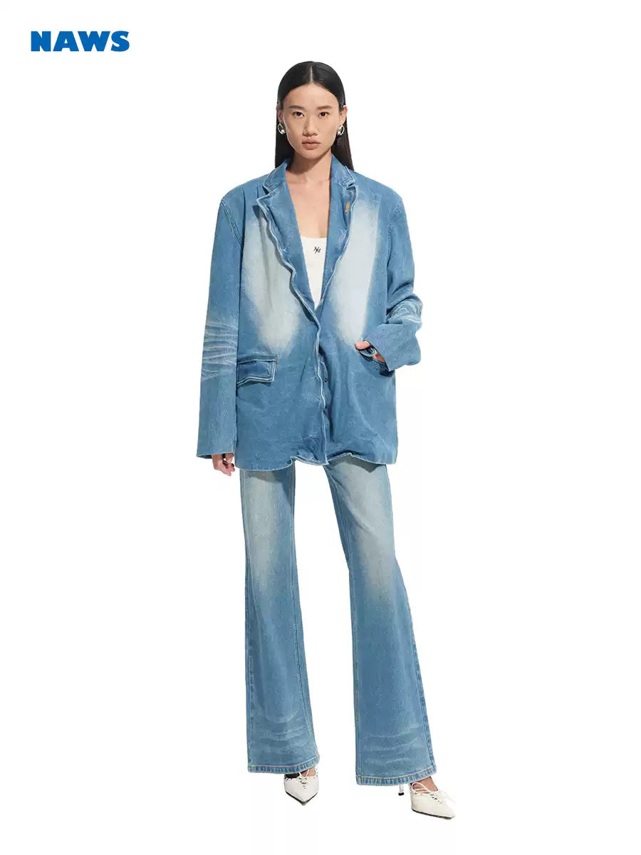 NAWS VOLCANO oversized washed denim blazer — view 5