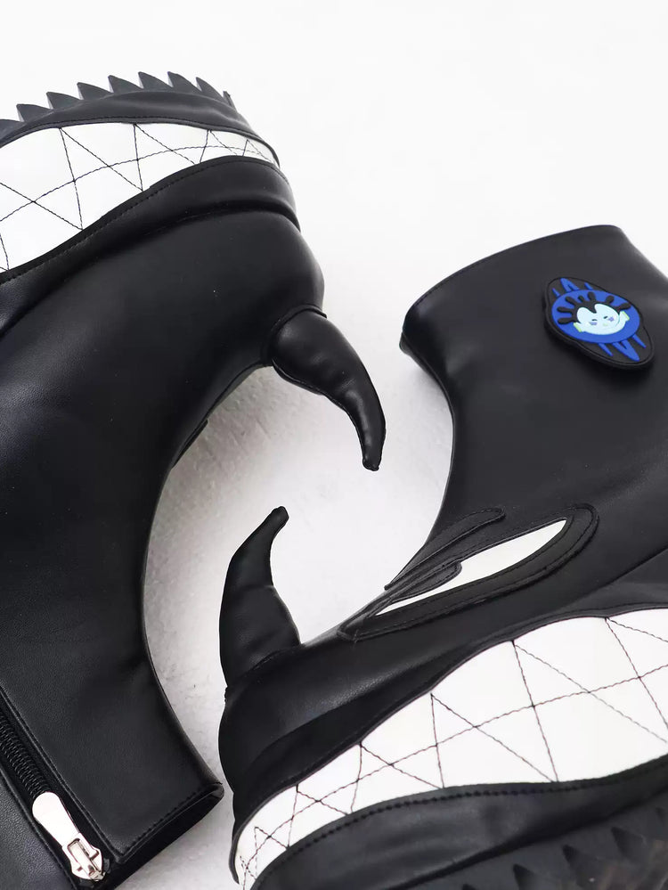 EMBRYO ANGRY horn-toe platform boots — horn and stitched detail